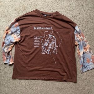 Plus Size Brown Graphic Sweater